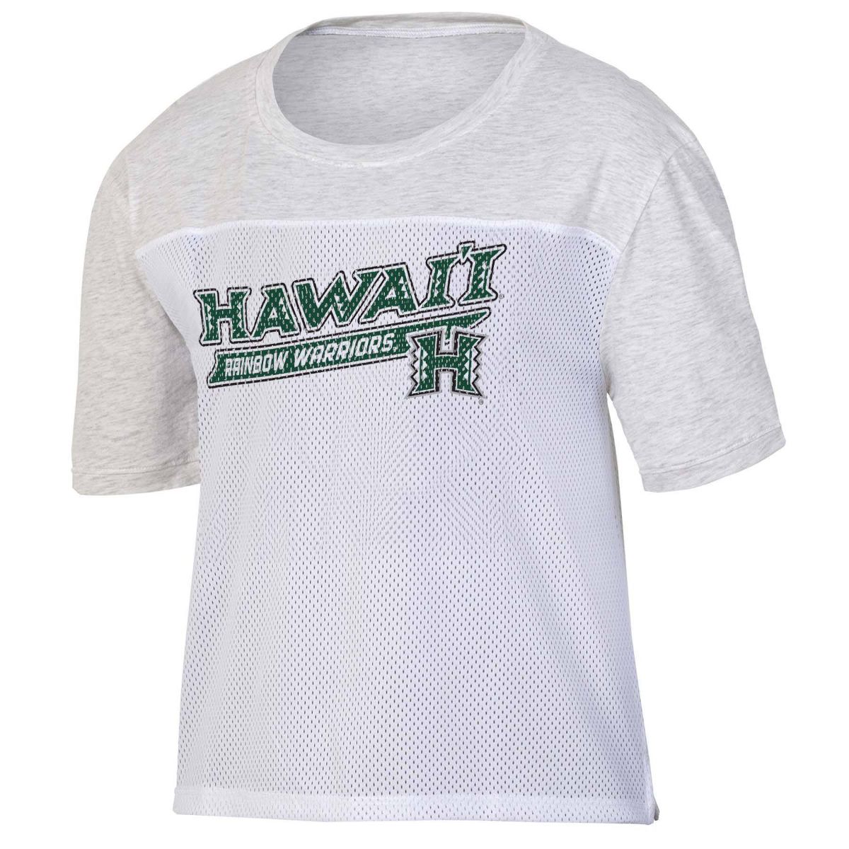 NCAA Hawaii Rainbow Warriors Women's White Mesh Yoke T-Shirt