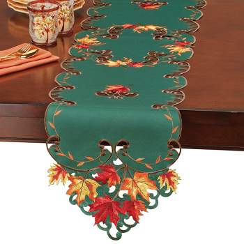 Saro Lifestyle Table Runner With Beaded Fall Leaves Design ...