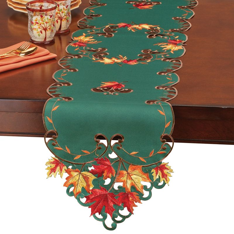 Collections Etc Lovely Embroidered Maple Leaf Table Linens, 1 of 3