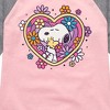 Girls' - Peanuts - Hug Heart Flower Shirt Tail Raglan Graphic T-shirt - 2 of 4
