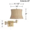 Barnes and Ivy Alta Gold Plug-In Swing Arm Wall Lamp with Rattan Shade - 4 of 4