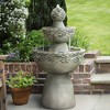 Teamson Home 36.5" Outdoor 3-Tier Stone Pedestal Birdbath Water Fountain - 3 of 4