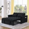 TiramisuBest 54" 3-in-1 Convertible Velvet Sleeper Sofa Bed with Adjustable Reclining Backrest, Side Pockets & Pillows for Living,Black - 4 of 4