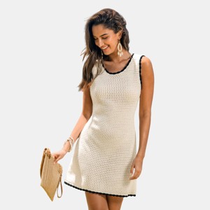 Beach Cover Up| Pure Luck Cream Cover-Up Mini Dress - Beige - M