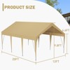 Heavy Duty Carport, 10 x 20ft to 13 x20ft Portable Waterproof Weather Resistant UV Protected, Outdoor Storage Shed for Cars Boats - 2 of 4