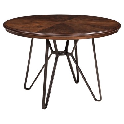 30.5" Centiar Round Dining Room Counter Table Brown - Signature Design by Ashley: Mid-Century Style, Metal Base, Seats 4