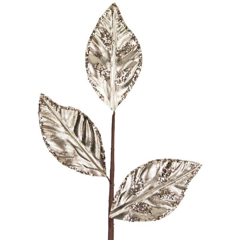 Northlight 25.5" Glittered Champagne Gold Leaves Christmas Spray, 4 of 5