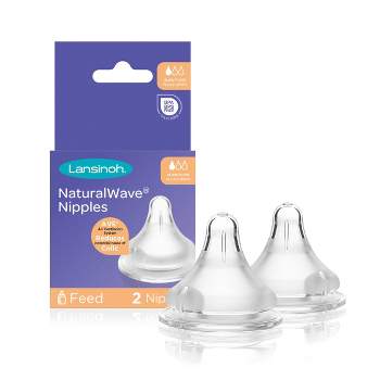 Lansinoh NaturalWAVE Silicone Anti-Colic Baby Bottle Nipples - Slow Flow - 2pk