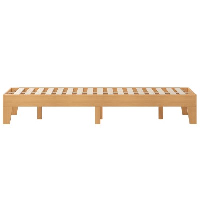 Natural Pine Queen Platform Bed with Storage Drawer and Slats