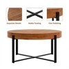 NicBex Modern Home Decor Splicing Round Coffee Table with Cross Legs Fir/Pine Wood Tabletop Center Table for Living Room - 3 of 4