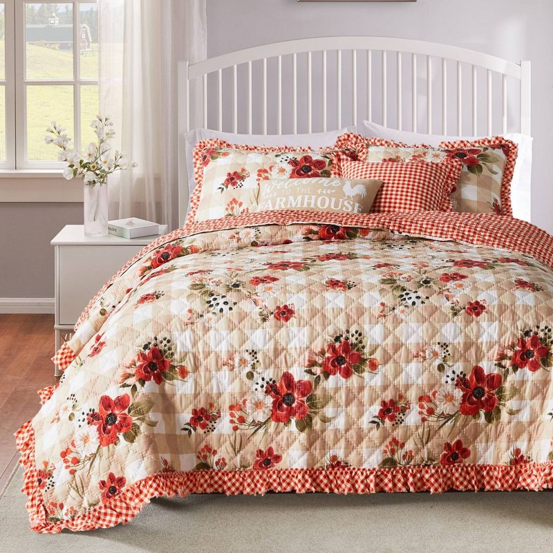 Greenland Home Fashions Wheatly Quilt Set Truffle, 5 of 8