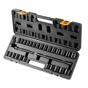 VEVOR 3/8" Drive Impact Socket Set, 29 Piece Shallow Socket Set SAE 3/8"-1" and Metric 8-22mm, 6 Point CR-MO Alloy Steel for Auto Repair - 1 of 4