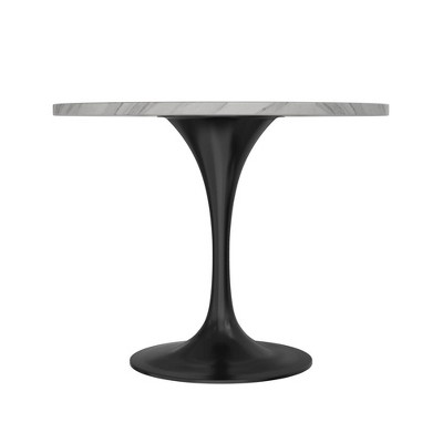 Verve 36" Round Sintered Stone Table with Black Steel Base