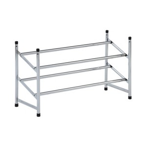 Organize It All Expandable 2 Tier Shoe Rack Chrome: Freestanding Shoe Organizer for Closet, Holds 12 Pairs, Silver - 1 of 4