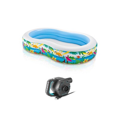 Intex 8.5’x5.25’x18” Seaside Paradise Inflatable Kiddie Pool & Electric Air Pump