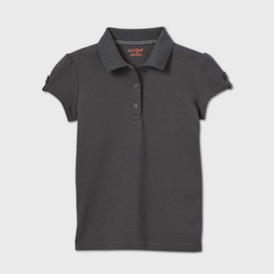 Girls' Short Sleeve Interlock Uniform Polo Shirt - Cat & Jack™ Gray S