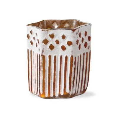 tag Clara Handcrafted Blown Glass Gold Tealight Holder Tabletop Mantel Centerpiece Decorations, 3.2 inch
