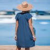 Women's Breezy Blue Beach Cover-Up Dress with Flutter Sleeves - Cupshe - 4 of 4