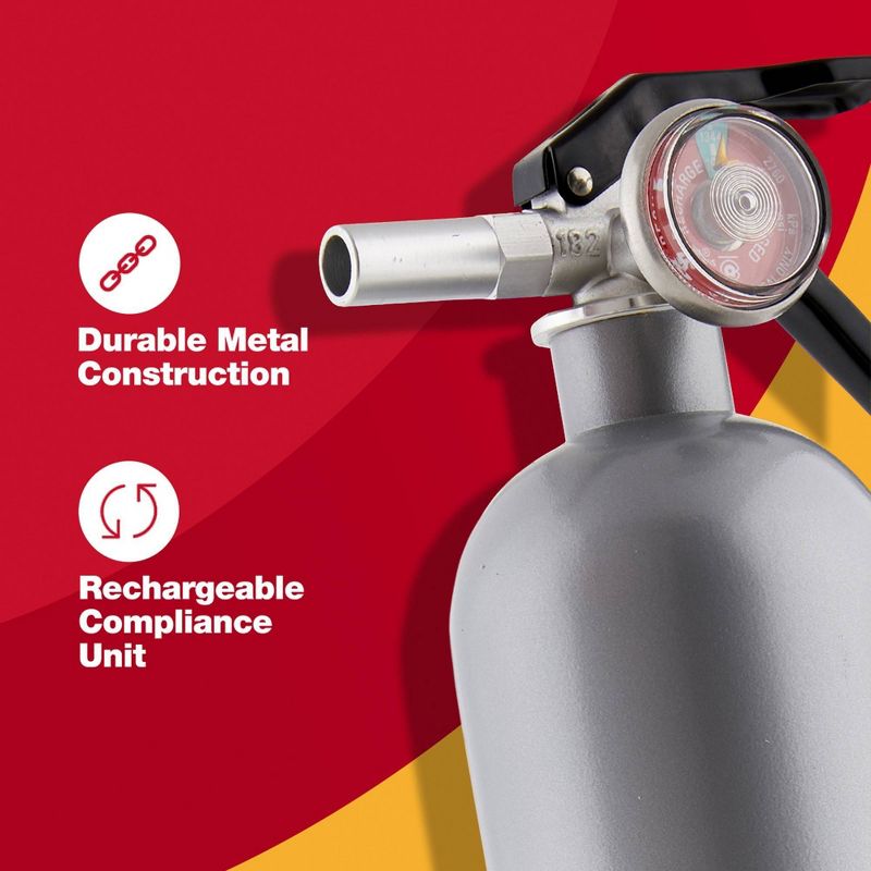 First Alert DHOME1 Designer Home Multipurpose ABC Rechargeable Fire Extinguisher Gray, 4 of 10