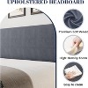 Upholstered King Bed Frame with Wingback Headboard, Velvet Upholstery Platform Bed, No Box Spring Needed, Wood Slats Support, Easy Assembly - 4 of 4