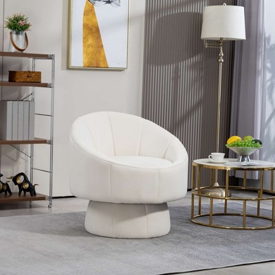 CAVINAS Velvet Swivel Accent Chair with Waist Cushion,Mid-Century Upholstered Swivel Living Room Chairs,Reading Chairs for Living Room