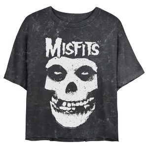 Juniors Womens Misfits Classic Fiend Skull Logo Crop T-Shirt - 1 of 4