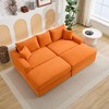 Oversize 82" Corduroy Upholstery Sectional Sofa Bed with 2 Pillows and 2 Movable Ottoman - 4 of 4