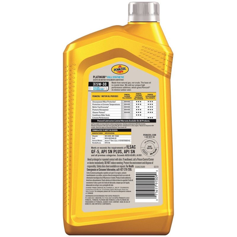 Pennzoil Platinum Full Synthetic 5W-30, 3 of 4