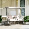 Outsunny 2 Person Porch Swing with Stand, Outdoor Swing with Canopy, Pivot Storage Table, 2 Cup Holders, Cushions for Patio, Backyard - 3 of 4