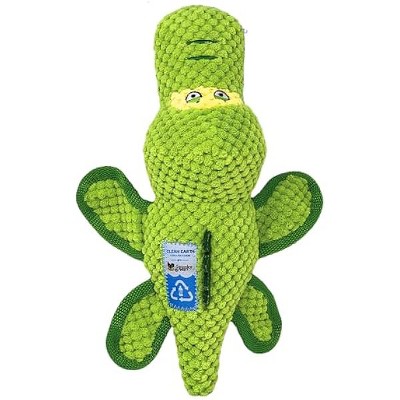 Spunky pup Clean Earth Plush Dog Toy with Squeaker - Recycled, Eco-Friendly, Floats for Beach, Lake, Pool - Gator