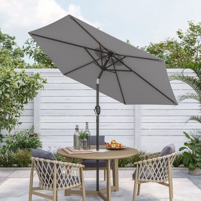 Sonkuki 7.5 ft Outdoor Patio Market Umbrella w/ Crank, Push Button Tilt,  UV-Resistant Canopy