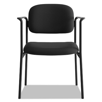 Black Metal and Fabric Stackable Guest Chair with Arms