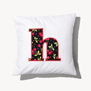 Personalization Mall Cherry Pop Initial Embroidered Applique Throw Pillow - 1 of 4