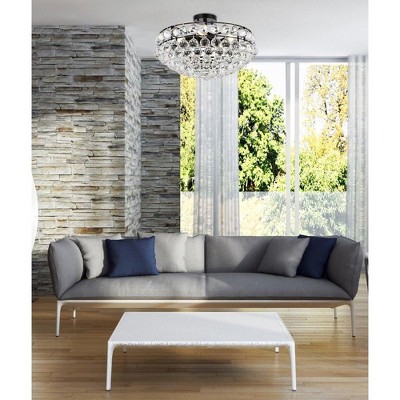 Savannah 20" Black Iron Flush Mount with Clear Crystal Trim