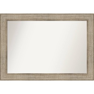 42" x 30" Non-Beveled Trellis Silver Wood Bathroom Wall Mirror - Amanti Art: Modern Rectangular Design, Includes Mount Hardware - 1 of 4