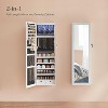 6 LEDs Mirror Jewelry Cabinet, Tall Lockable Wall or Door Mounted Jewelry Armoire Organizer - 4 of 4