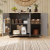 51.2" Kitchen Island Cart with Drop Leaf, Rolling Kitchen Island on Wheels, Kitchen Storage Island with Tower Rack for Kitchen Dining Room - 2 of 4