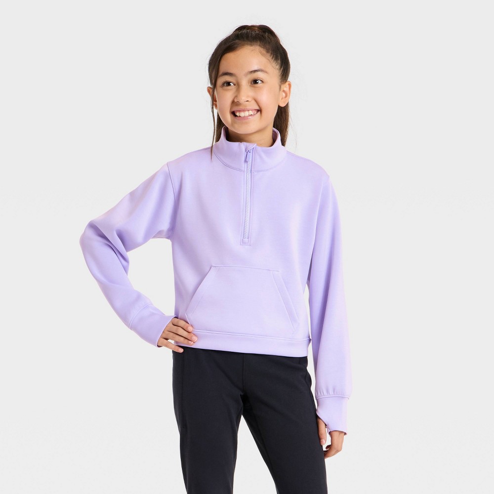 Girls' Airy Sleek Zip-Up Sweatshirt - All In Motion™ Purple XS