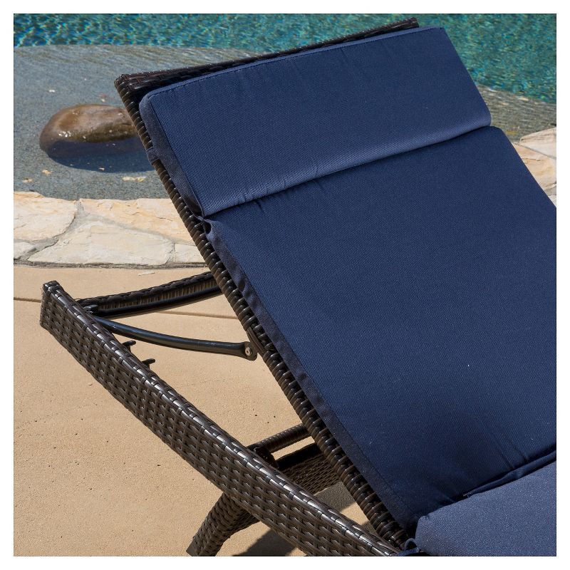 Luana 3pc Wicker Patio Adjustable Chaise Lounge Set with Cushions - Navy Blue - Christopher Knight Home, 3 of 6