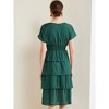 Allegra K Women's Summer V Neck Batwing Sleeve Smocked Waist Layered Dress - 4 of 4