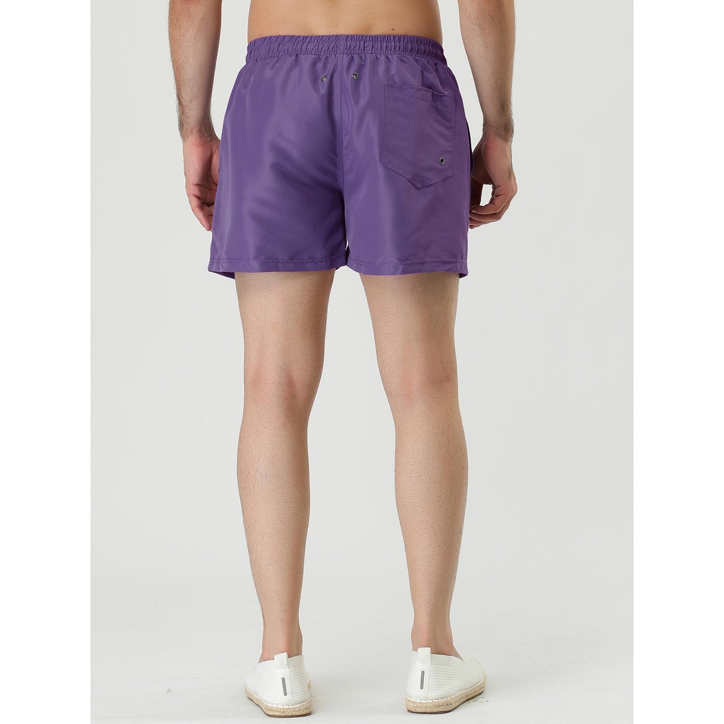 Lars Amadeus Men's Summer Solid Color Drawstring Waist Mesh Lining Bathing Swim Trunks 2 Packs Navy Blue/Purple 32, цвет: Фиолетовый — фото 5