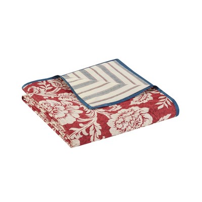 Red Floral Cotton Queen Duvet Cover Set with Shams