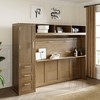 NicBex Full Size Murphy Bed 105" Wooden Bed Frame Morden Hideaway Wall Bed with Storage Shelves, 3 Drawers and Closet for Apartment, Wood - 3 of 4