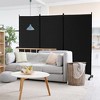 Costway 3-Panel Folding Room Divider 6Ft Rolling Privacy Screen withLockable Wheels Black/Brown/Grey/White - image 2 of 4