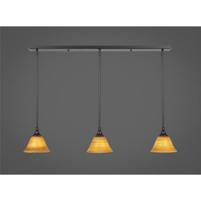 Toltec Lighting Any 3 - Light Chandelier in  Dark Granite with 7" Firré Saturn Shade