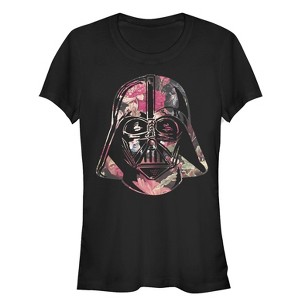 Juniors Womens Star Wars Floral Print Vader T-Shirt - 1 of 3