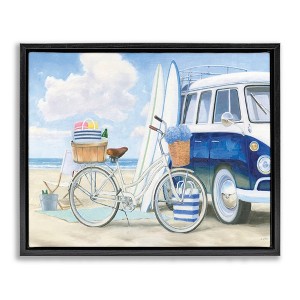 Stupell Industries Surf Van & Beach Bike Floating Frame Canvas Art - 1 of 4