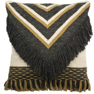 Elettra Pillow - Charcoal/Gold - 20"X20" - Safavieh - 1 of 3