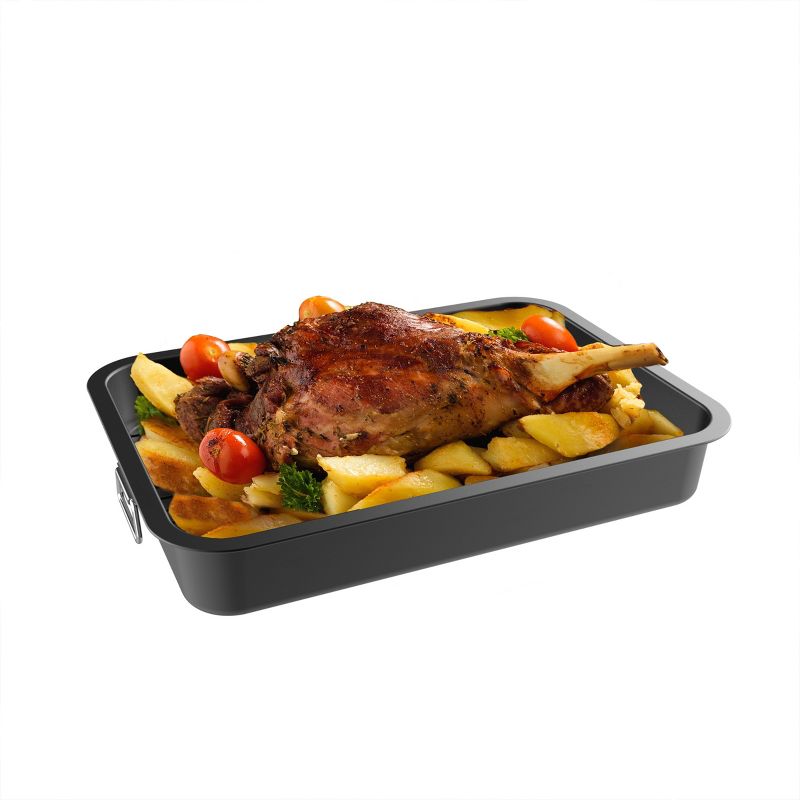 Hastings Home Nonstick Roasting Pan with Flat Rack and Removeable Tray to Drain Fat and Grease, 4 of 9