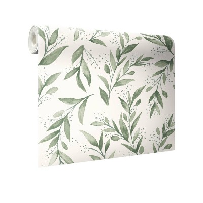Olive Branch Green Peel and Stick Wallpaper
